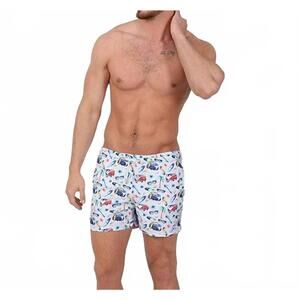 NEW EIGHT X surf city print swim trunks in white